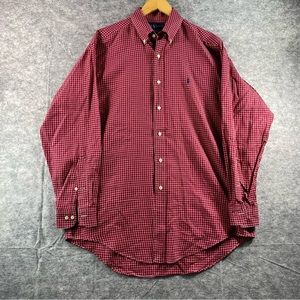 Ralph Lauren Mens‎ Red/White Checkered Yarmouth LS Button Down Shirt Size 15.5